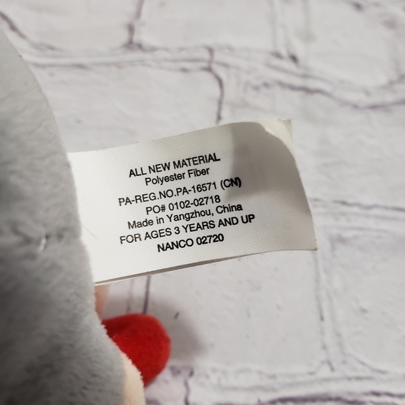 Nanco Hamster With Christmas Stocking 6" Plush Ornament Gray White Stuffed Toy - Picture 5 of 9